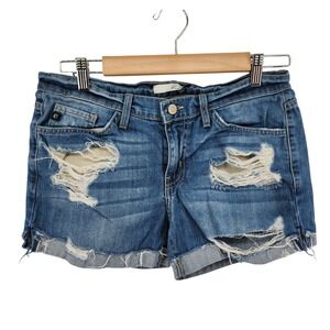 KanCan Womens Distressed Denim Shorts Size 26 (Actual 30) Ripped‎ Blue Casual